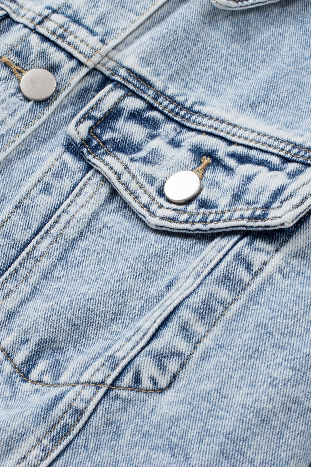 Sky Blue Distressed Denim Jacket