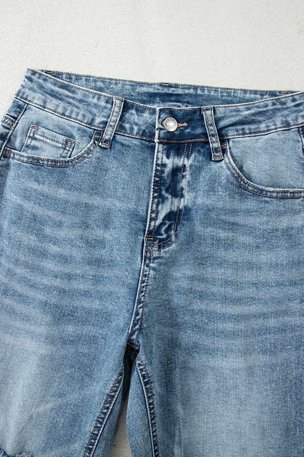 Myosotis Raw Hem Ripped Flare Jeans