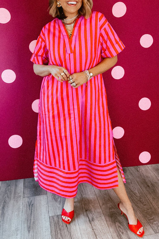 Red Stripe Midi Dress