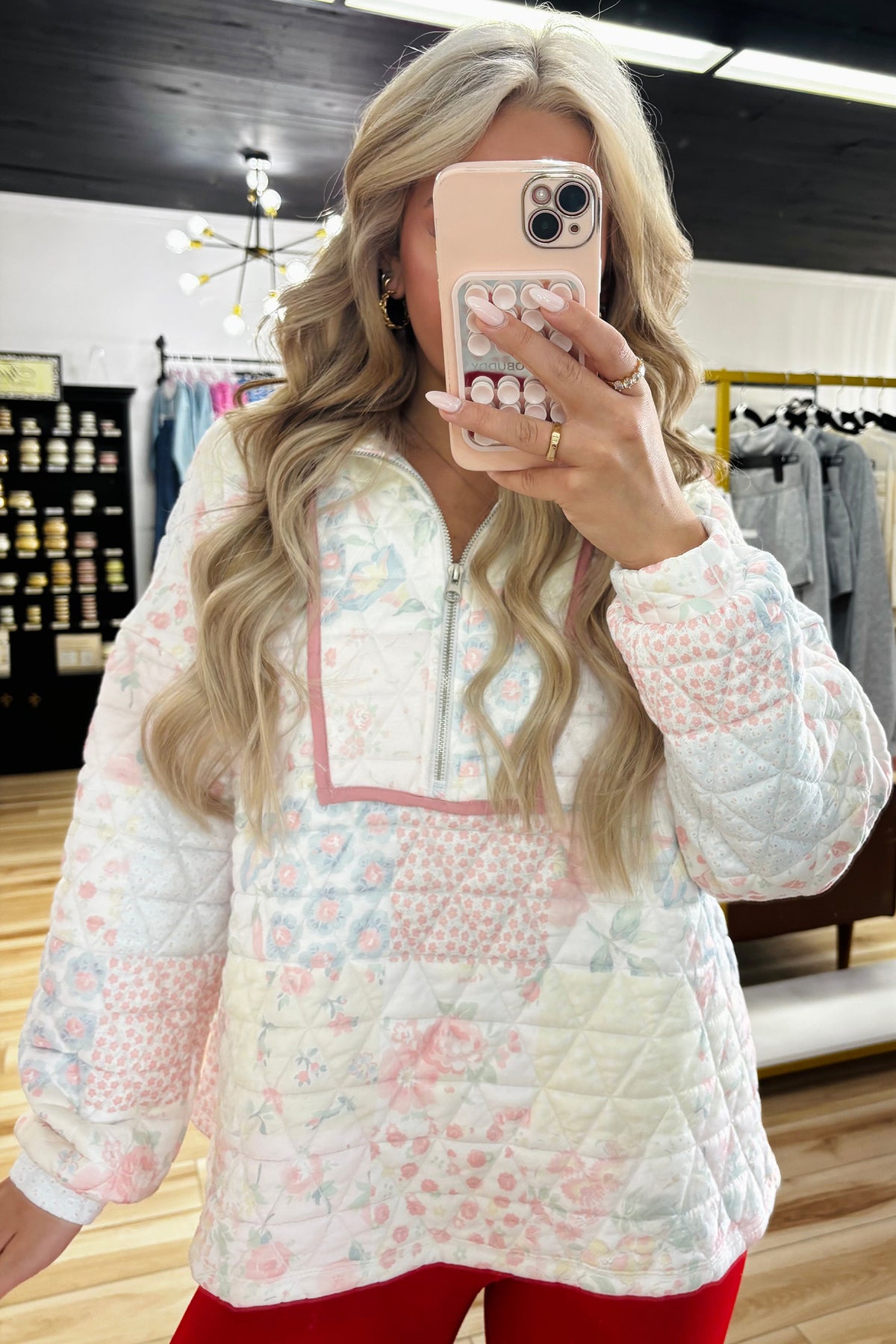 Floral Quilted Long Sleeve Sweatshirt