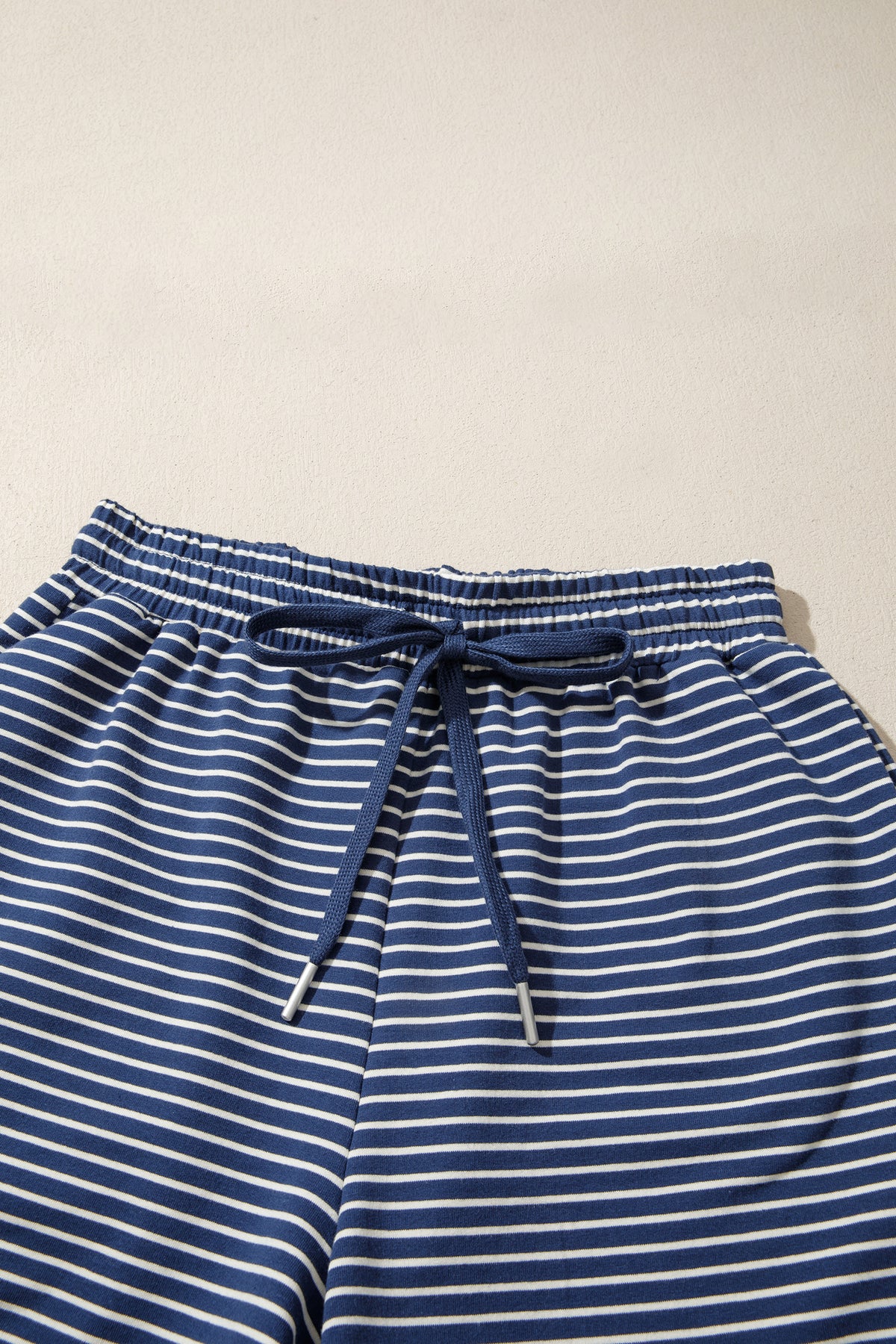 Striped Mock Neck Pullover w/ Shorts Set