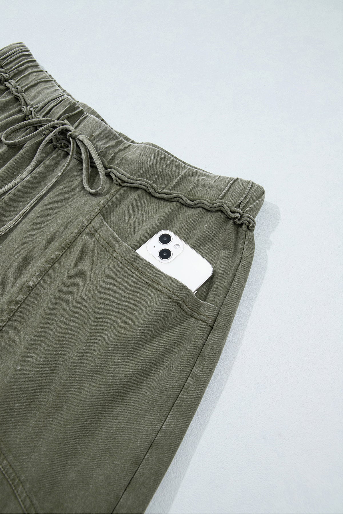 Jungle Green Flare Drawstring Pants