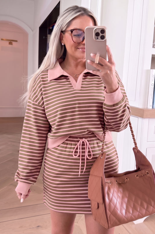 Striped Long Sleeve Top w/ Skort Set