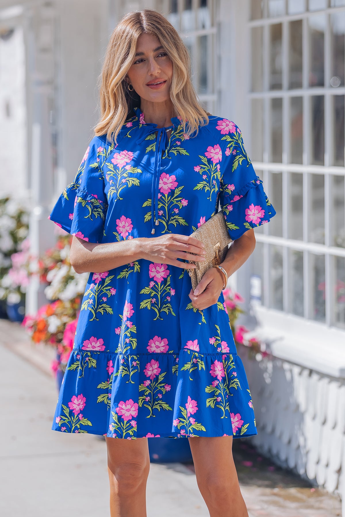 Short Sleeve Loose Flower Dress