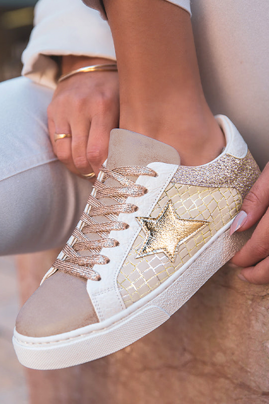Dearlove Gold Lace-up Sneakers