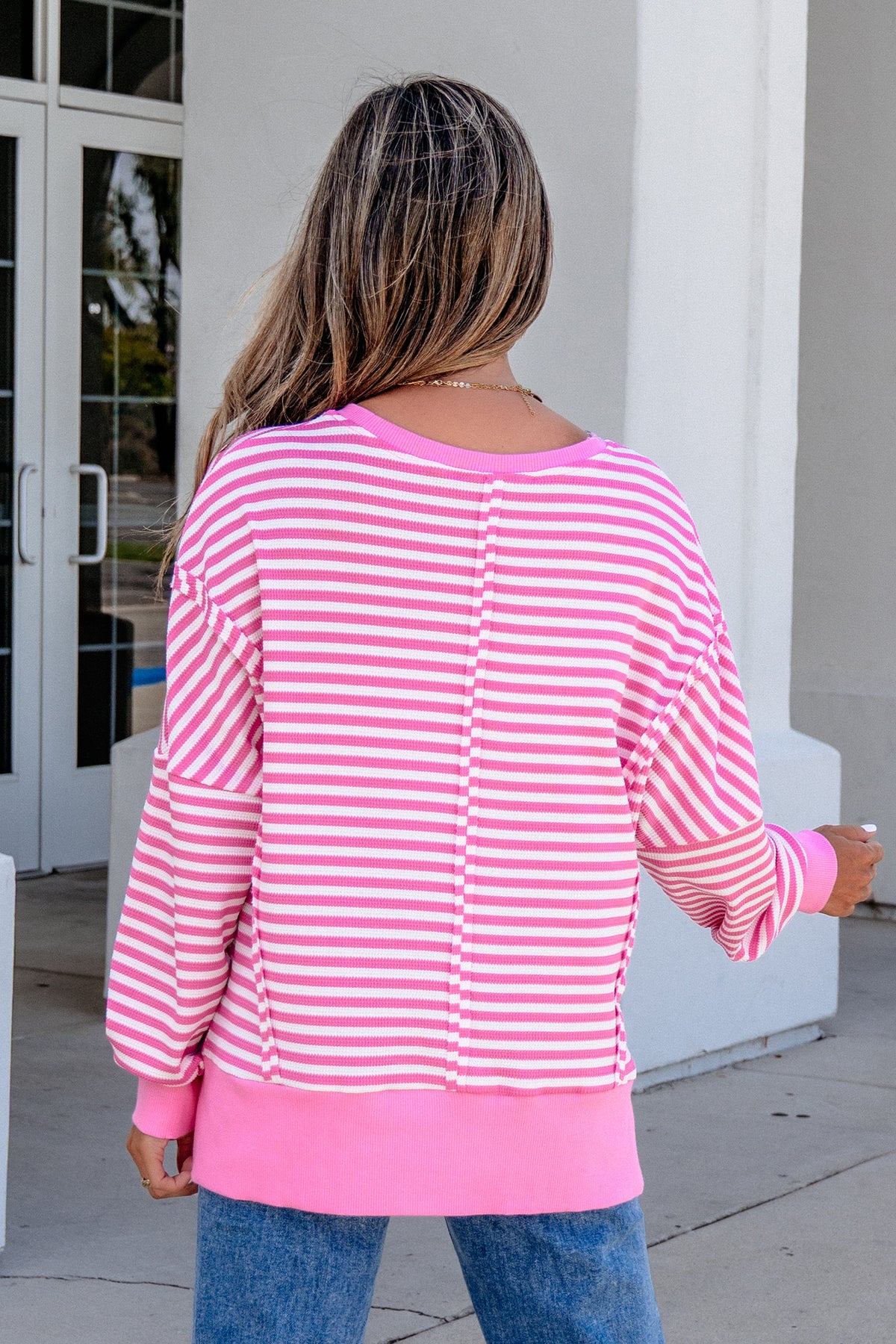 Stripe Knit Long Sleeve Top