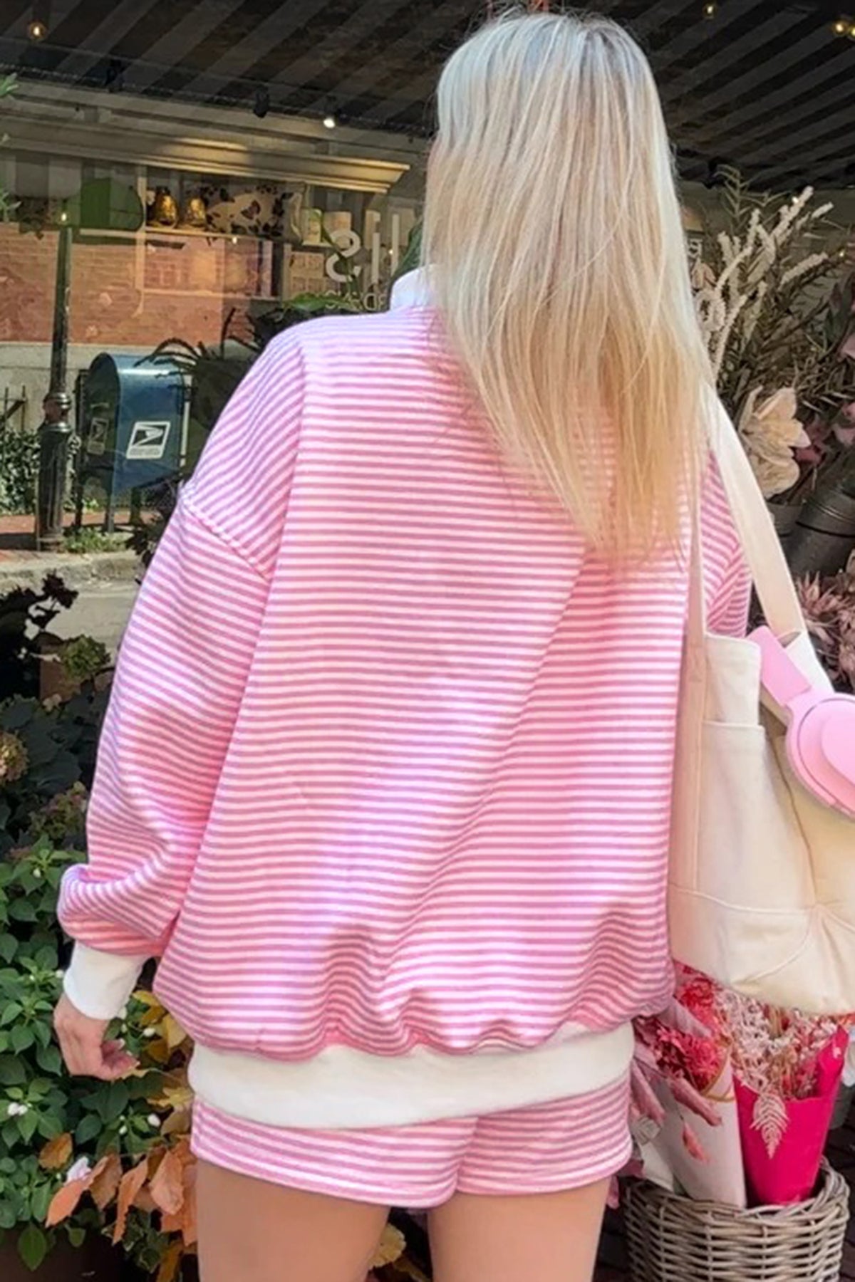 Mock Neck Sweatshirt and Shorts Set