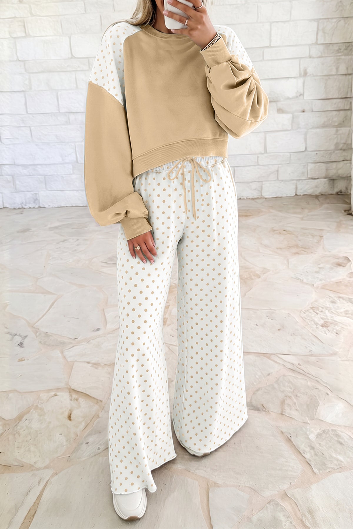 Polka Dot Long Sleeve Pants Set