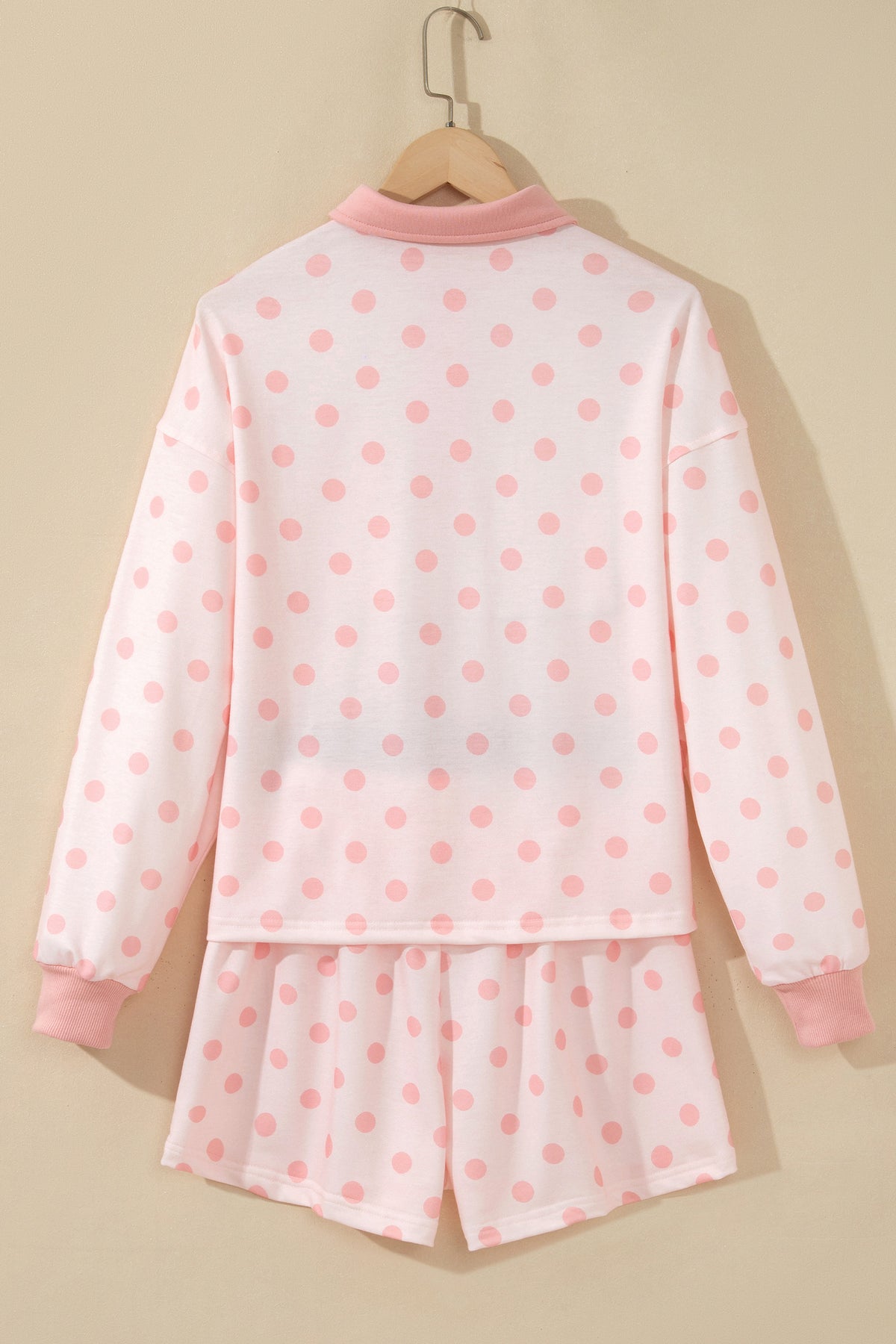 Polka Dot Loose Pullover Shorts Set