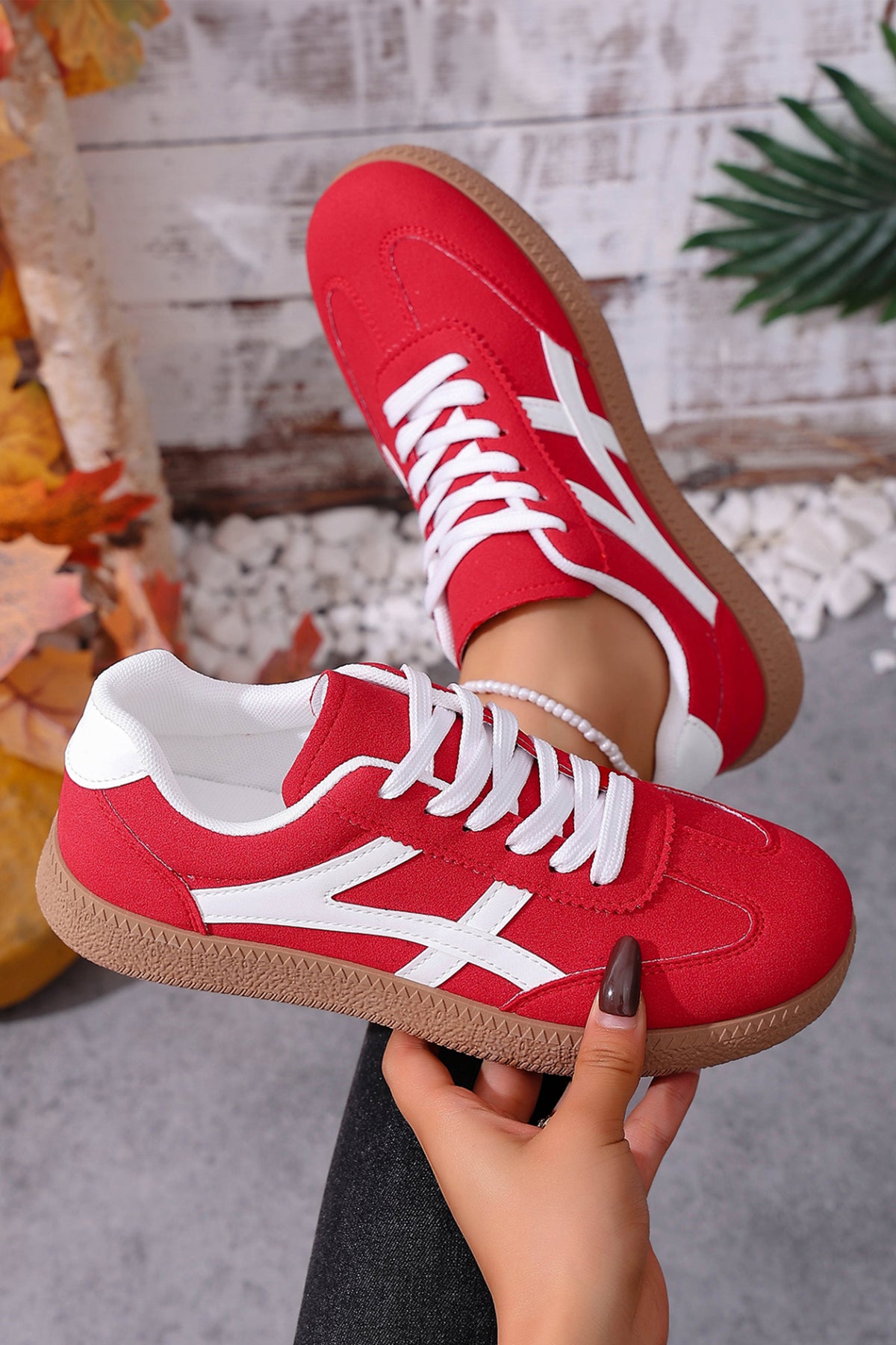 Faux Suede Flat Sneakers