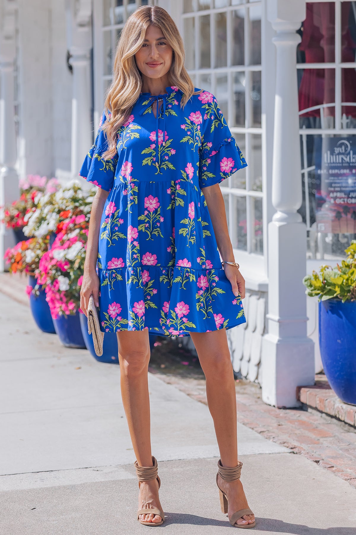 Short Sleeve Loose Flower Dress