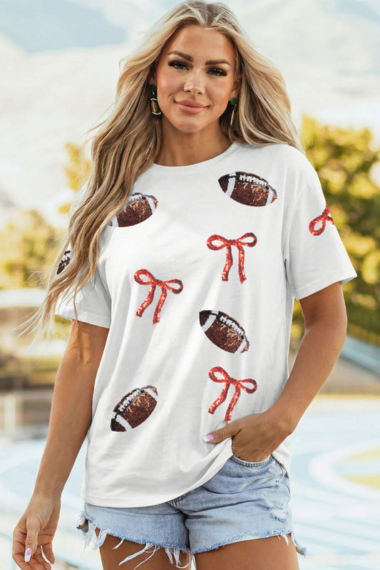 Sequin Football Casual Shift Tee