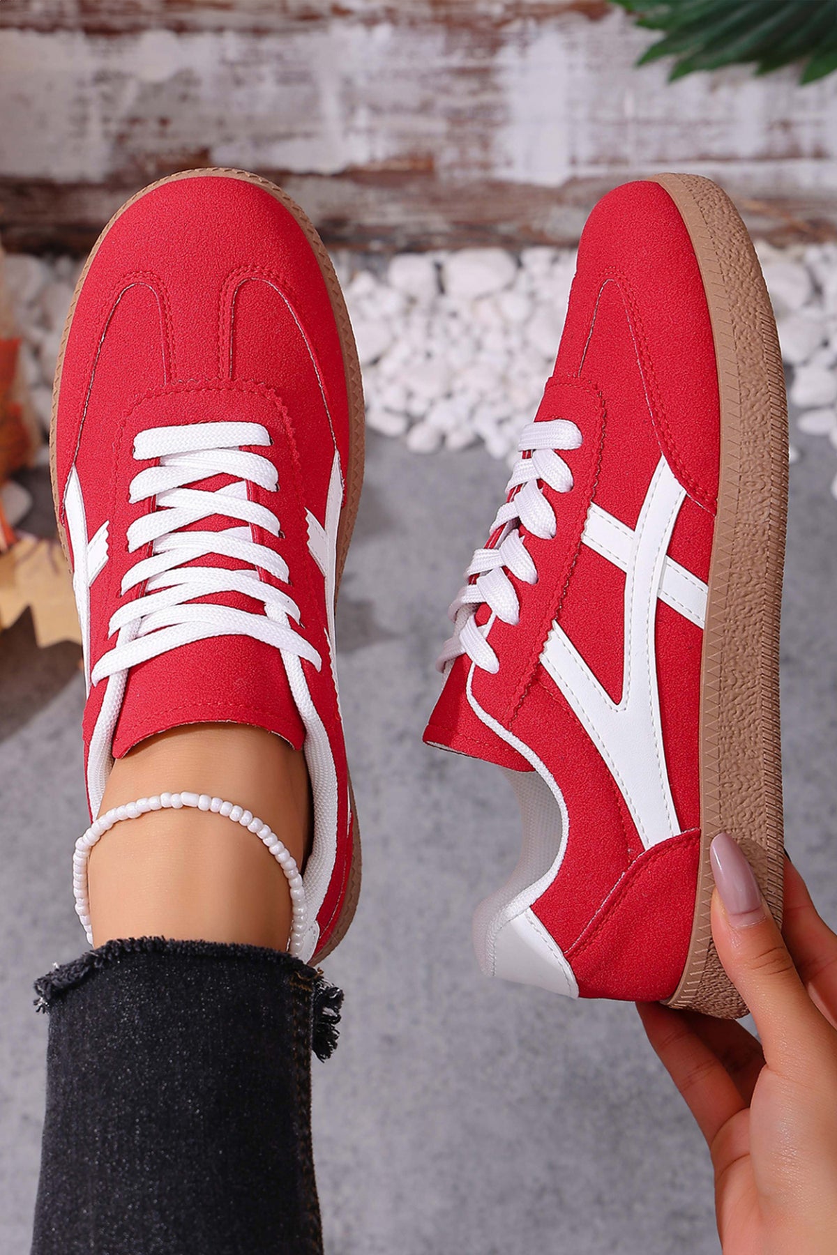 Faux Suede Flat Sneakers