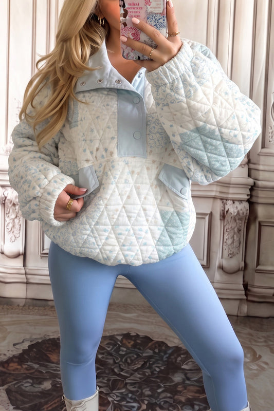 Floral Quilted Pullover Sweatshirt