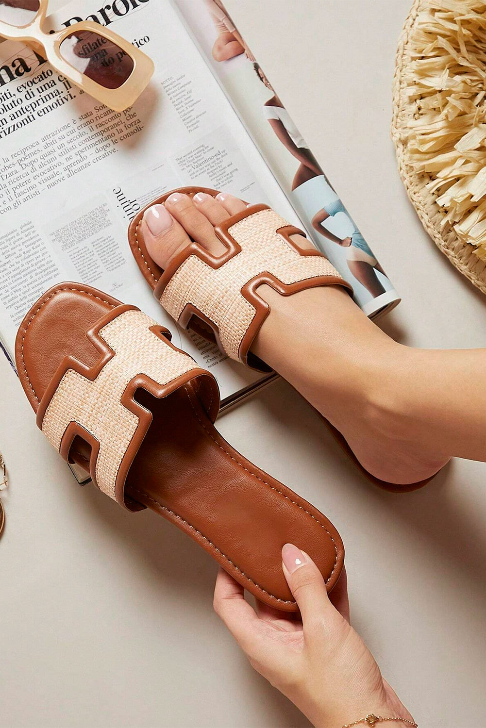 Hollowed Open Toe Slippers