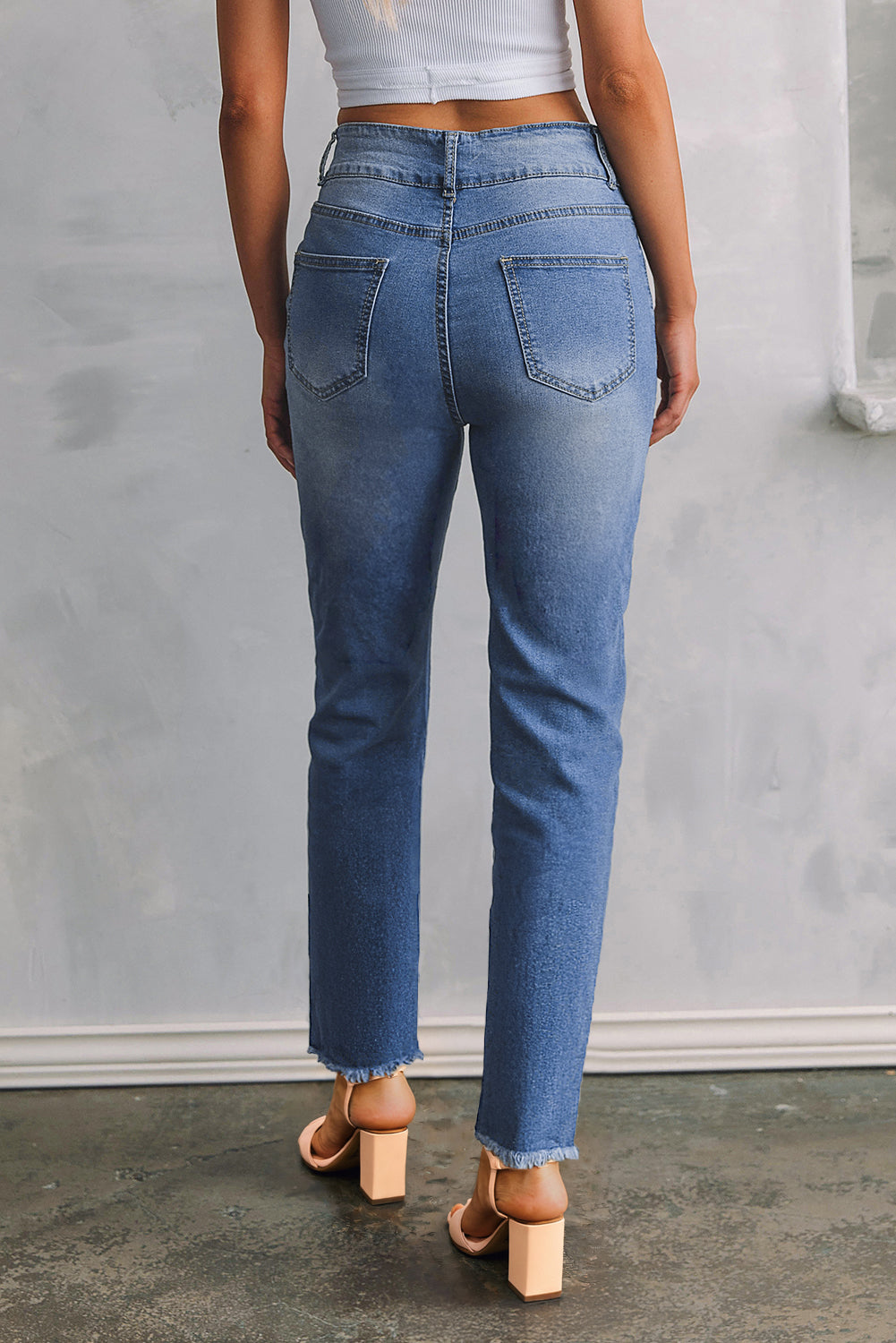 Raw Hem Slim Fit Jeans