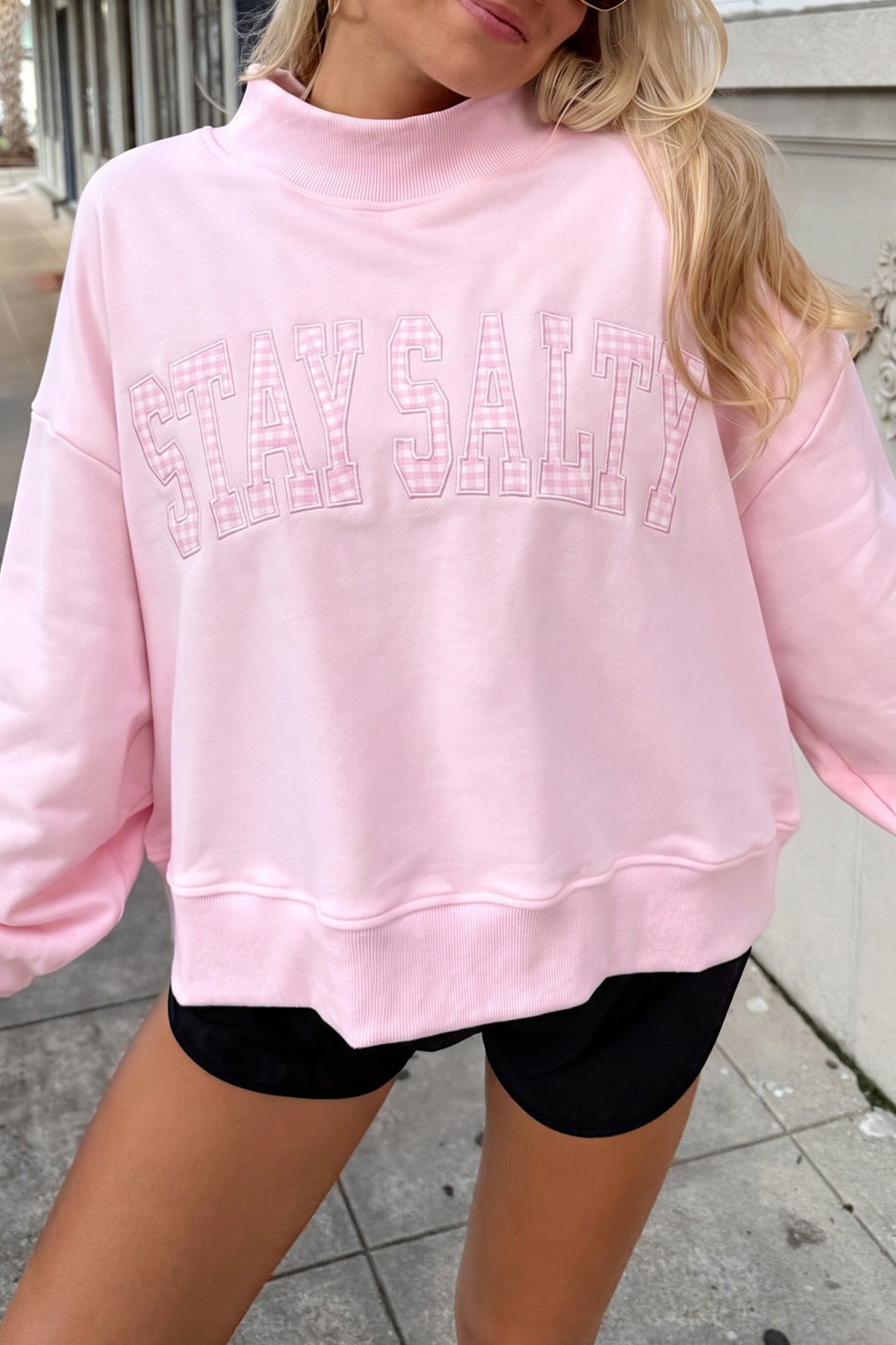 Embroidered Long Sleeve Pullover Sweatshirt