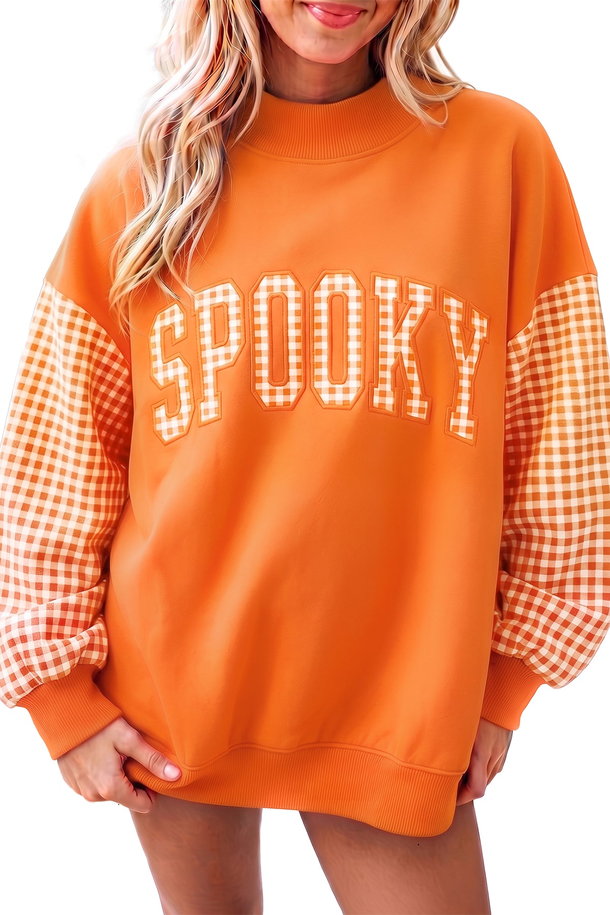 Plaid Oversized Pullover Sweatshirt