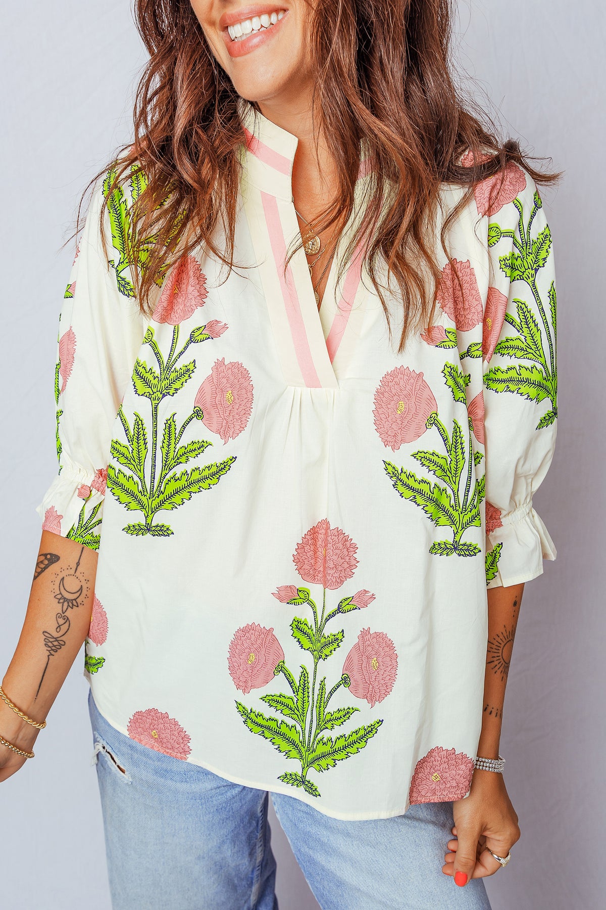 Wild Flower 3/4 Sleeve Blouse