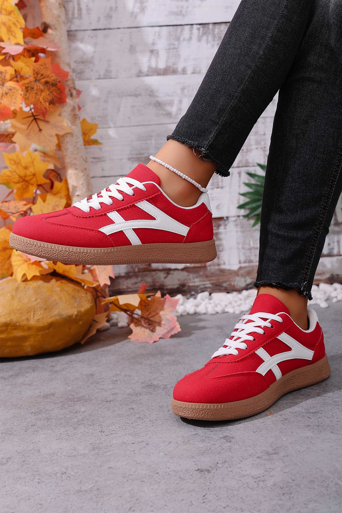 Faux Suede Flat Sneakers