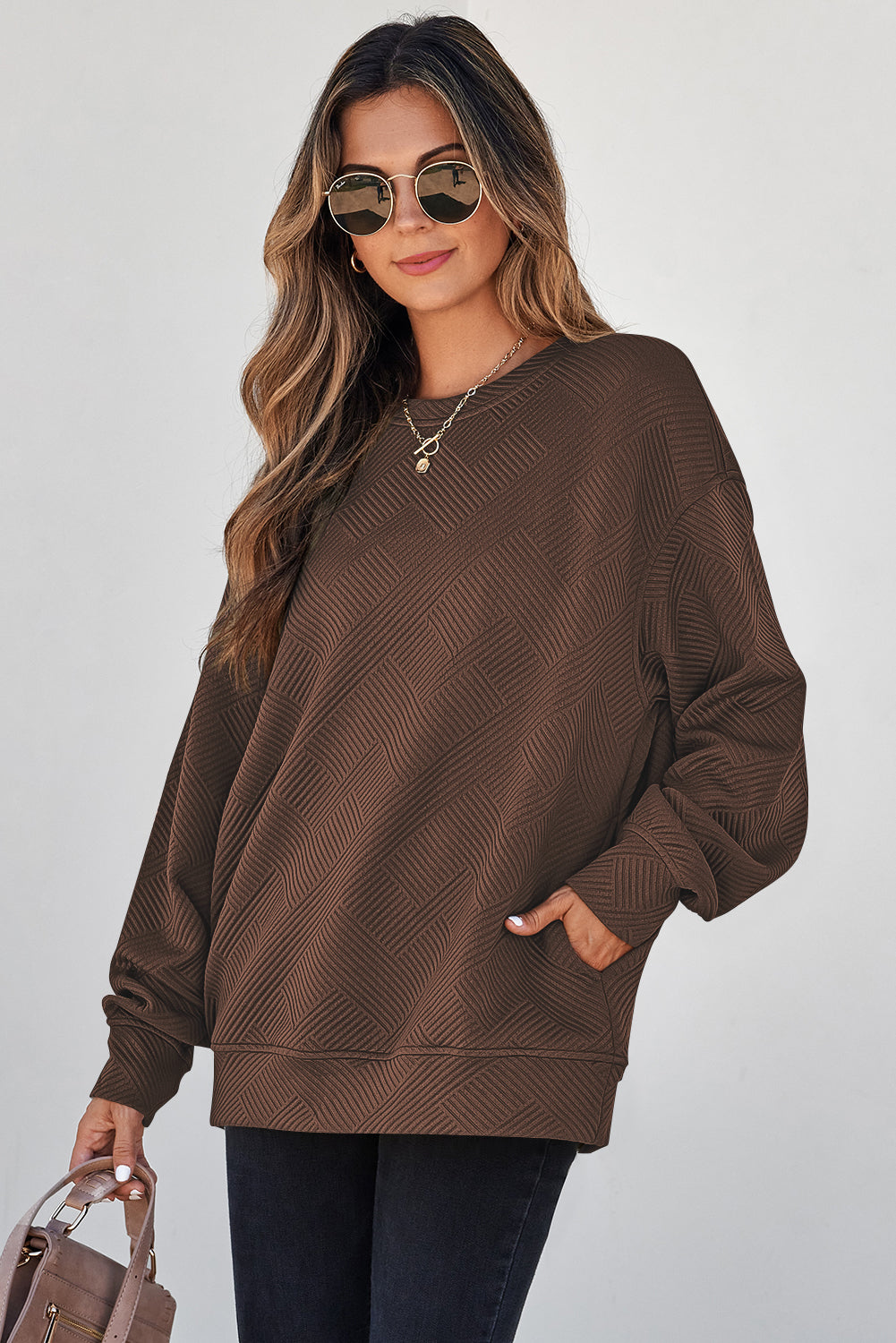 Textured Pullover Sweatshirt