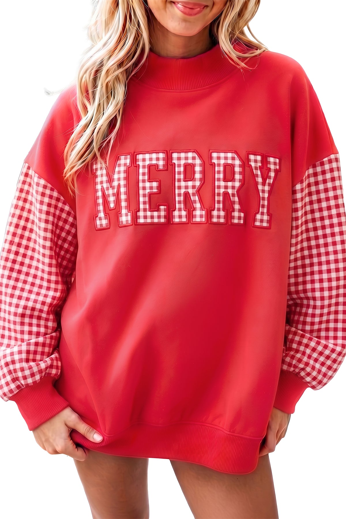 Plaid Oversized Pullover Sweatshirt