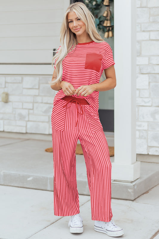 Stripe Shirt w/Cropped Pants Set