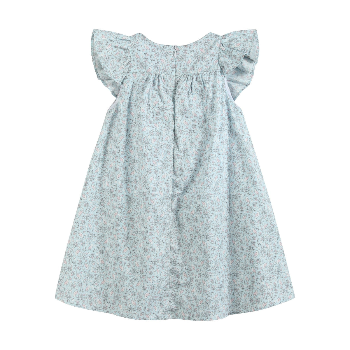 Floral Dove Smocked Flutter Dress