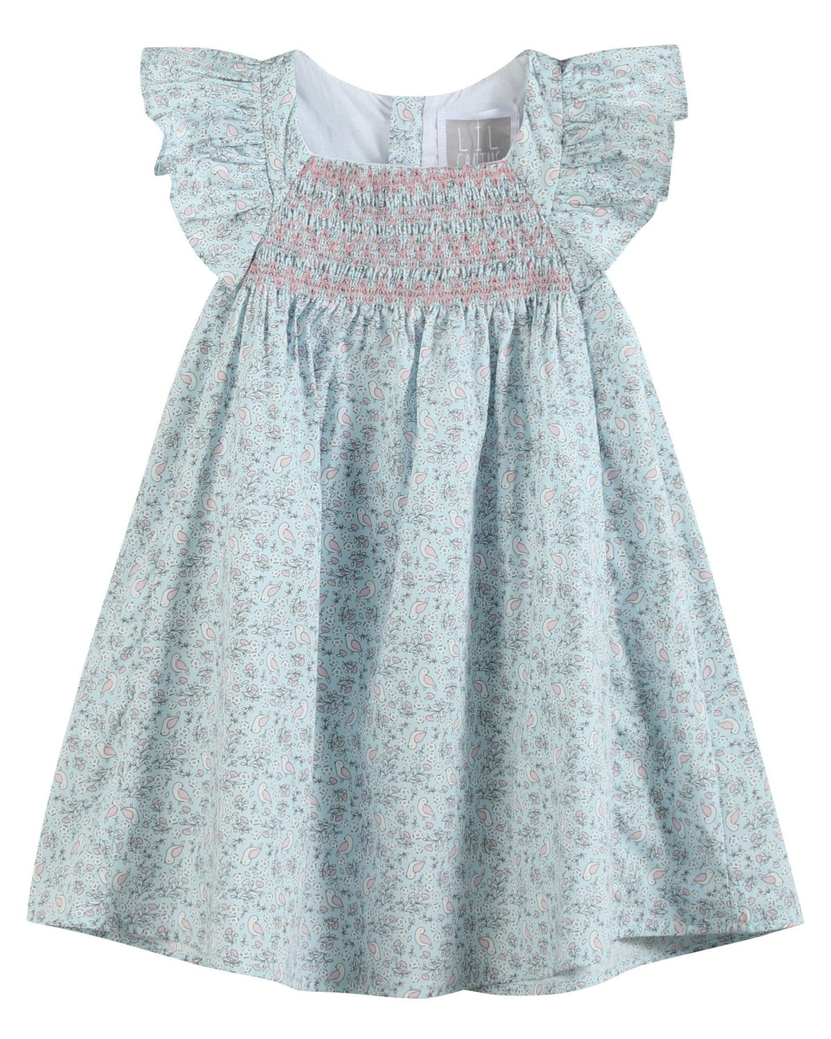 Floral Dove Smocked Flutter Dress