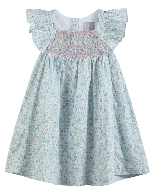 Floral Dove Smocked Flutter Dress