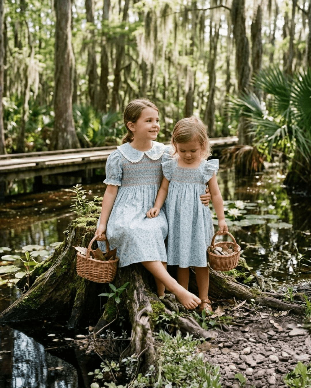 Floral Dove Smocked Flutter Dress