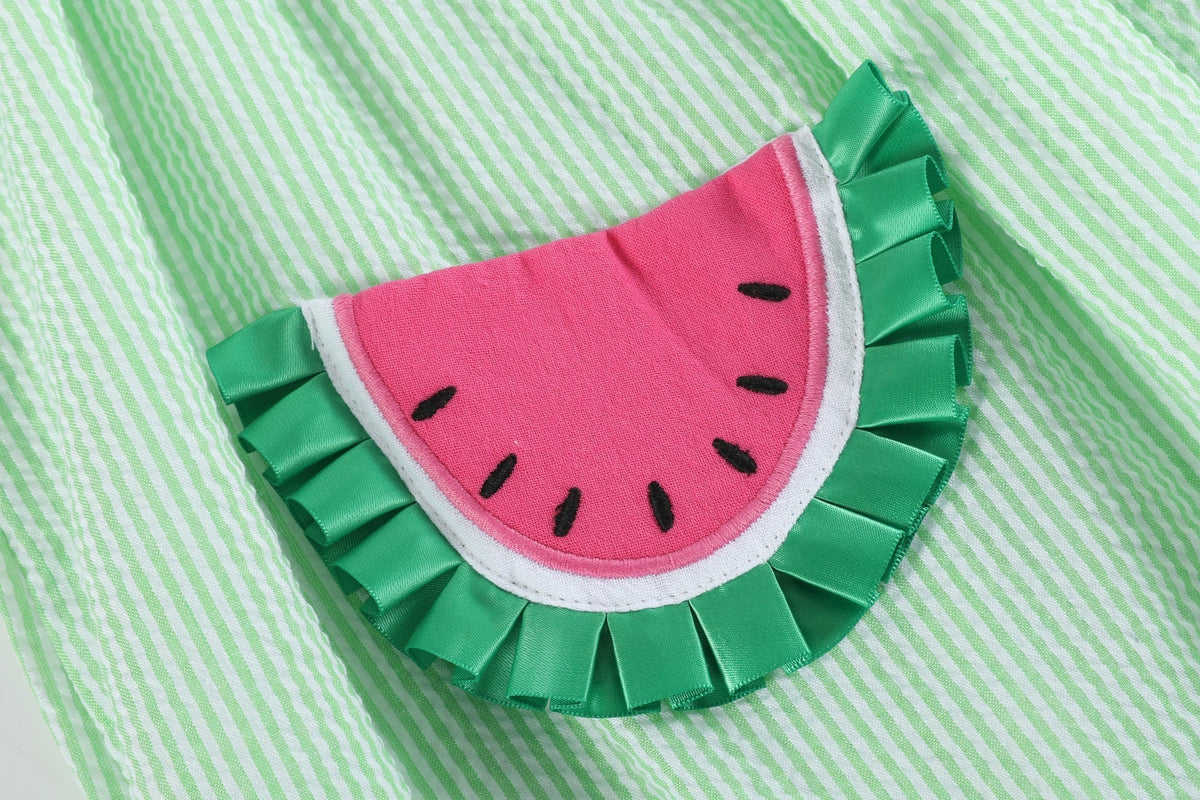 Seersucker Watermelon Smocked Dress