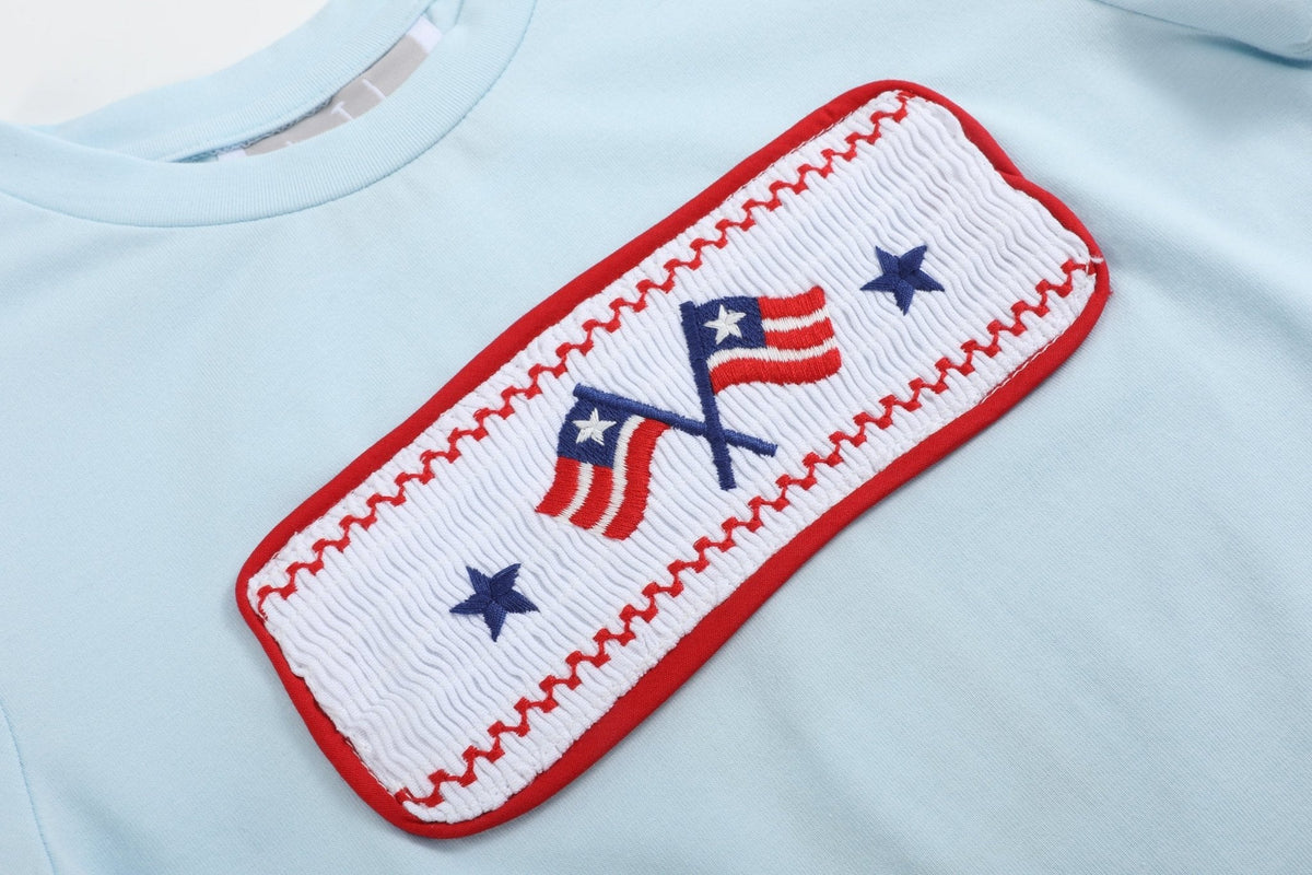 USA Flag Smocked T-Shirt and Shorts Set