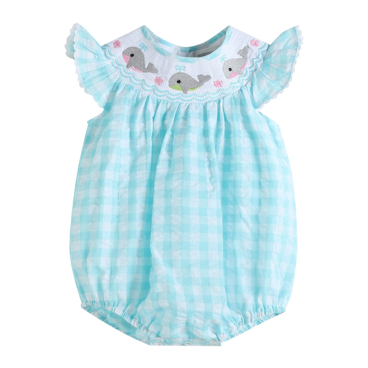 Whale Smocked Flutter Bubble Romper