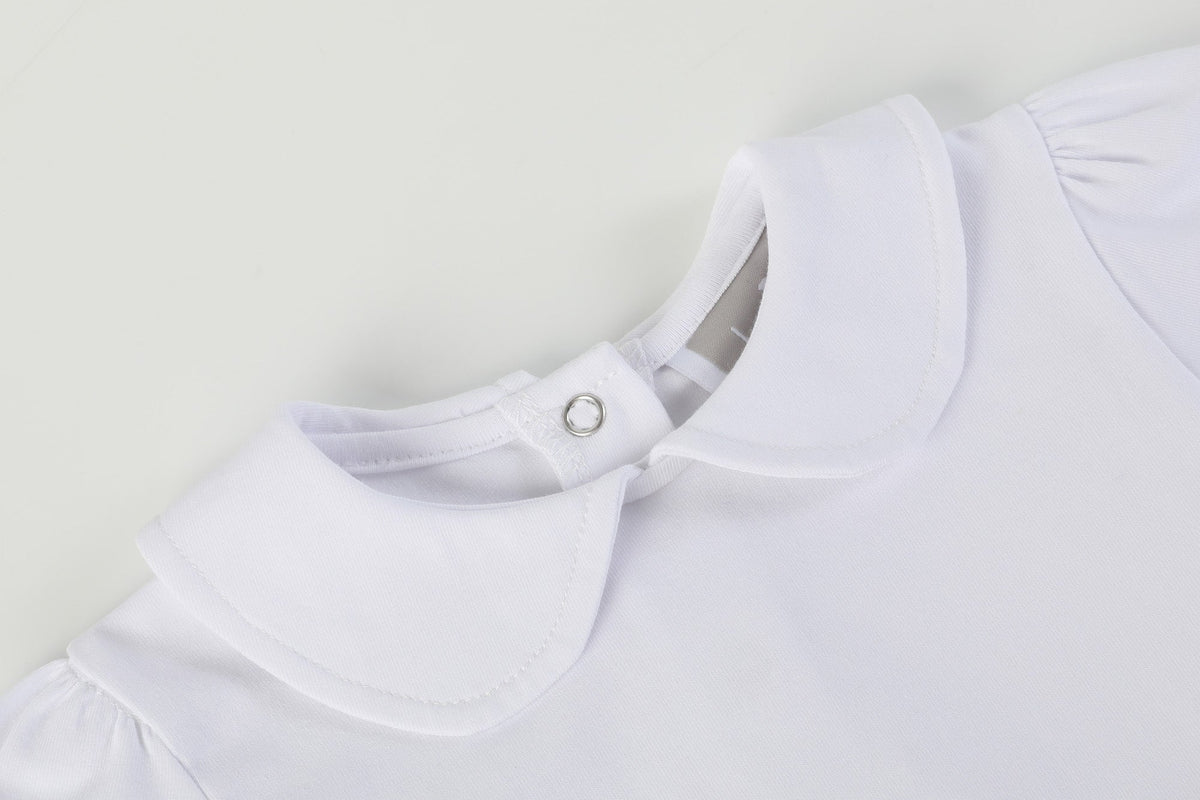 White Collared Unisex Bodysuit