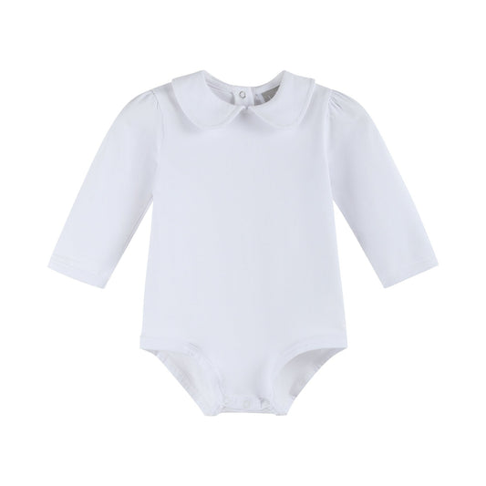 White Collared Unisex Bodysuit
