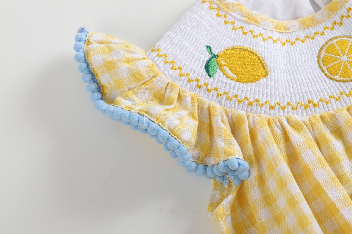 Lemon Smocked Flutter Romper