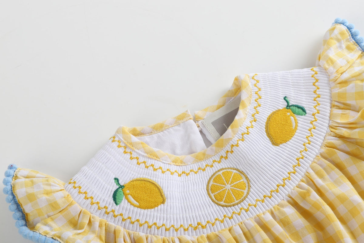 Lemon Smocked Flutter Romper