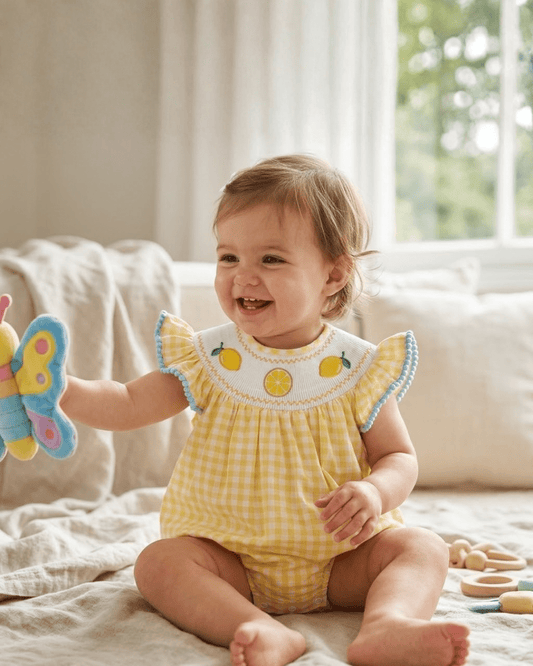 Lemon Smocked Flutter Romper