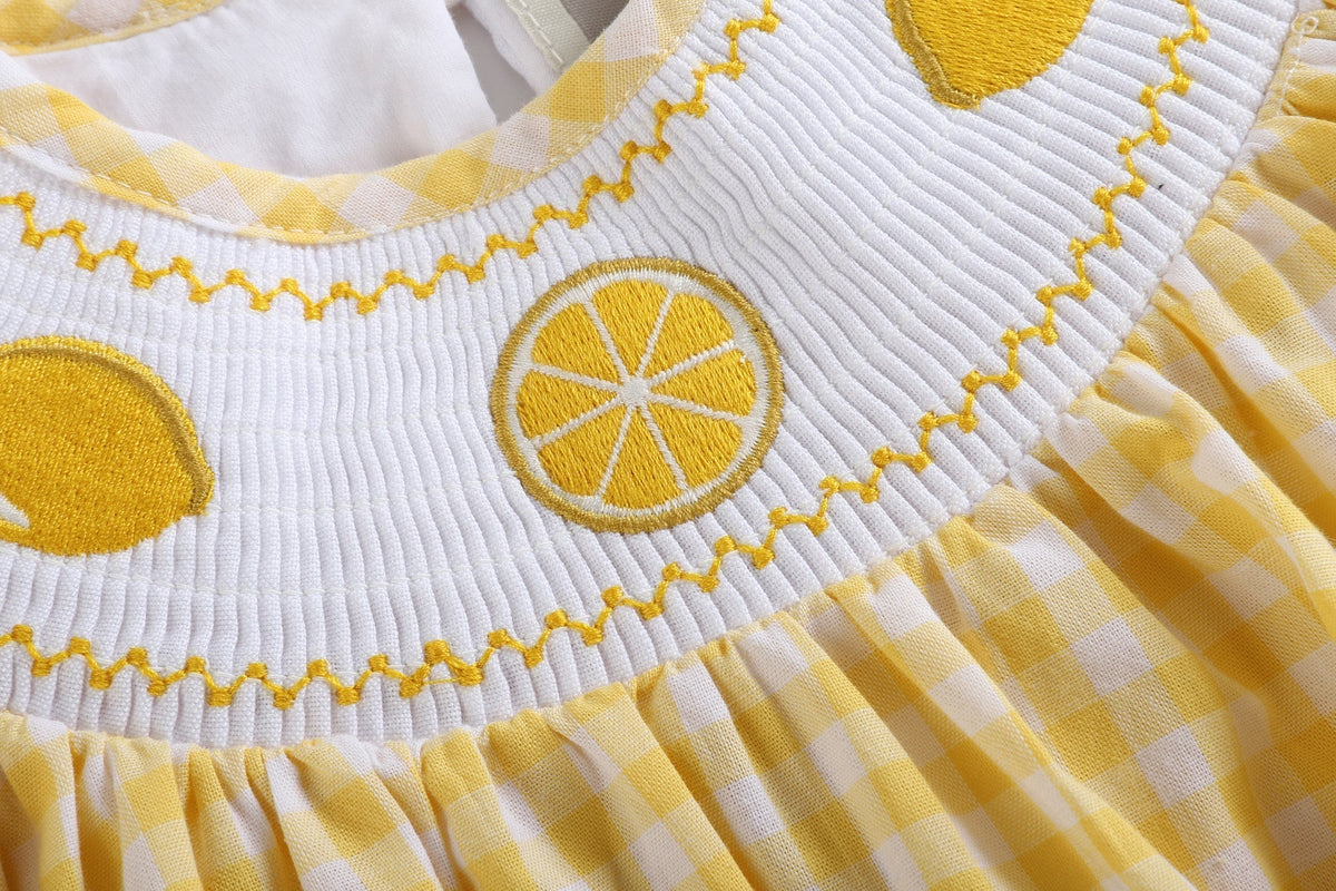 Lemon Smocked Flutter Romper