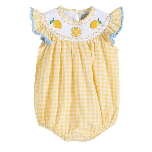 Lemon Smocked Flutter Romper